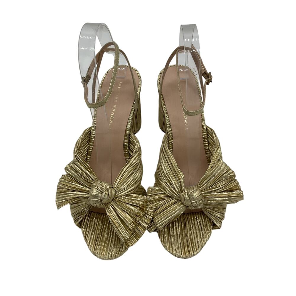 Loeffler Randall Chic Gold Camellia Knotted Sandals Size 8 - Picture 4 of 6